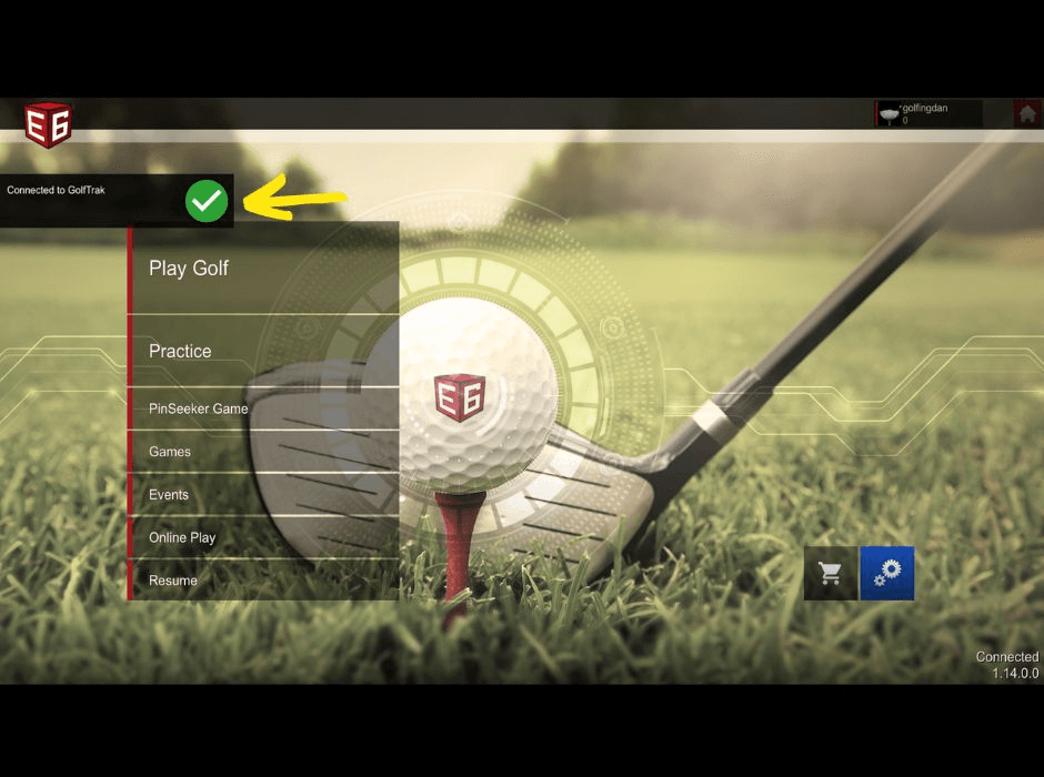 E6 Connect alert confirming the connection to the shot tracker