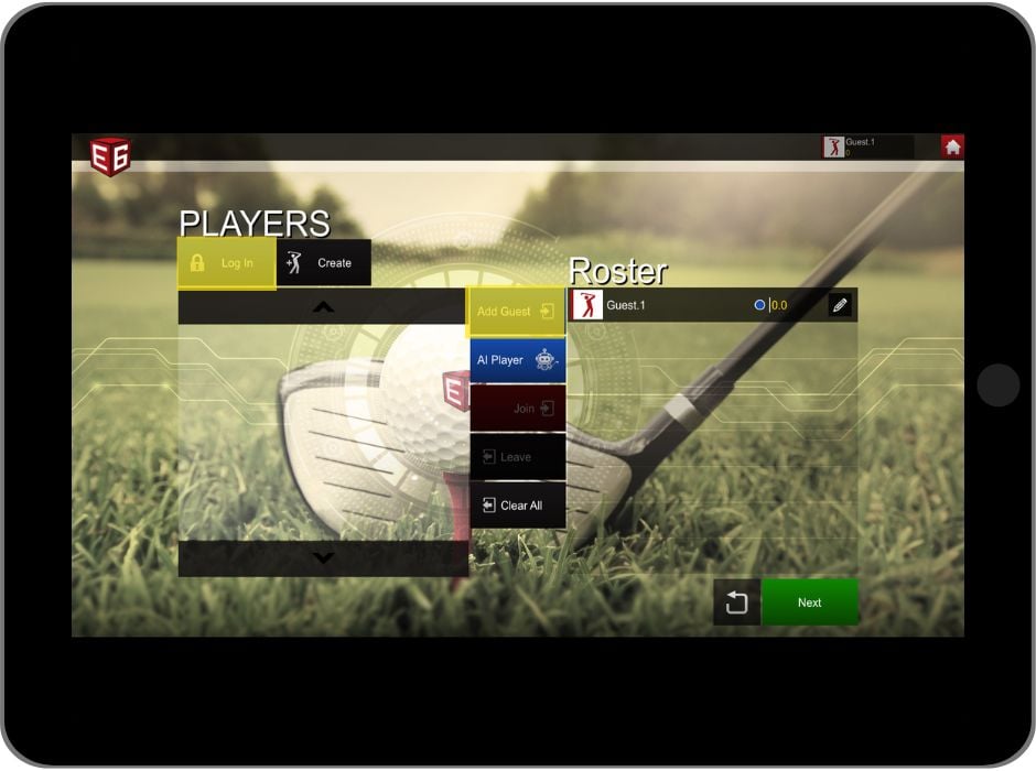 E6 Connect player selection with the option to play as a guest or log in