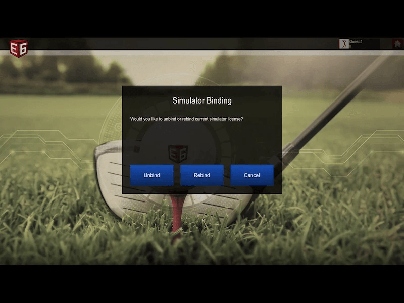 E6 Connect Simulator Binding screen with the Unbind option