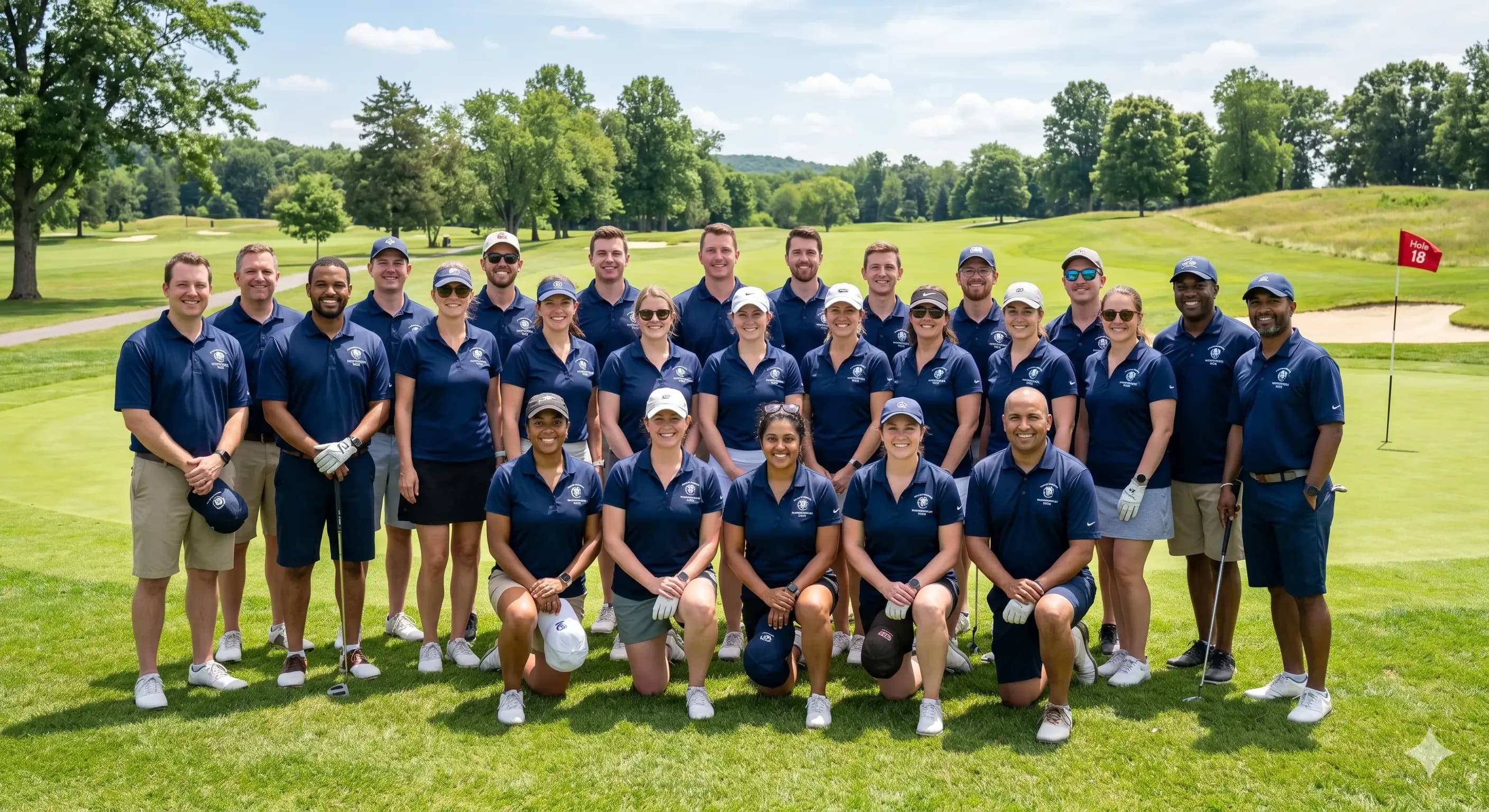 Corporate team at a company golf outing