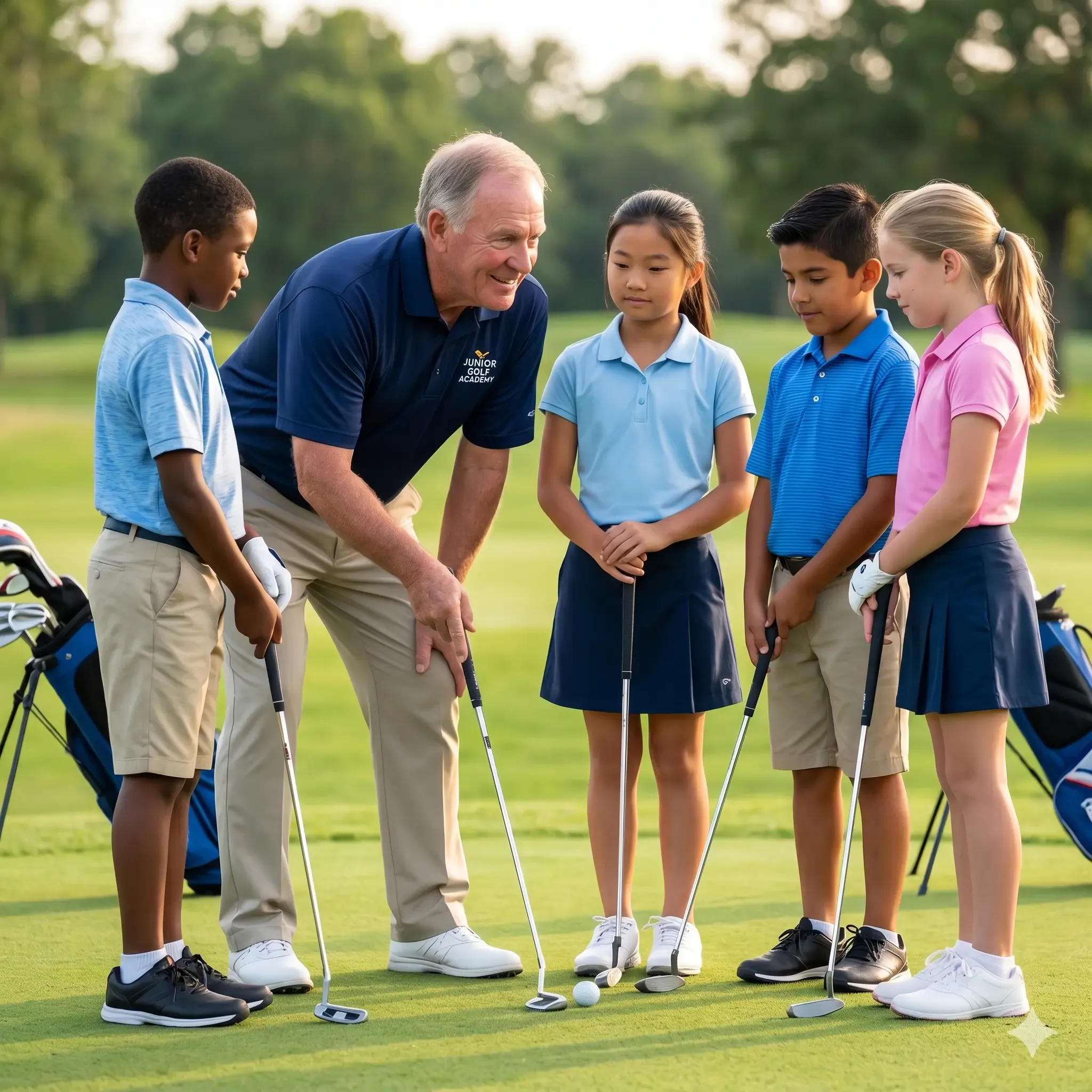 Young golfers at a youth sports outing